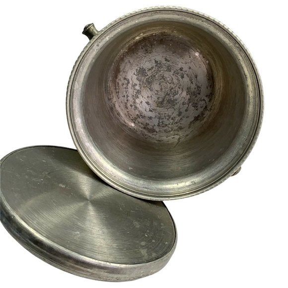 Vintage Ice Bucket Aluminum Hammered with Lid MCM Chrome Silver Bar Mancave - Picture 5 of 7